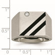 Stainless Steel Brushed Black IP-plated CZ Ring - Birthstone Company