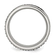 Stainless Steel Polished Grooved/Genuine Stingray Textured 8mm Ring - Birthstone Company