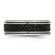 Stainless Steel Polished Grooved/Genuine Stingray Textured 8mm Ring - Birthstone Company
