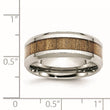 Stainless Steel Polished Wood Inlay Enameled 8.00mm Ring - Birthstone Company