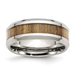 Stainless Steel Polished Wood Inlay Enameled 8.00mm Ring - Birthstone Company