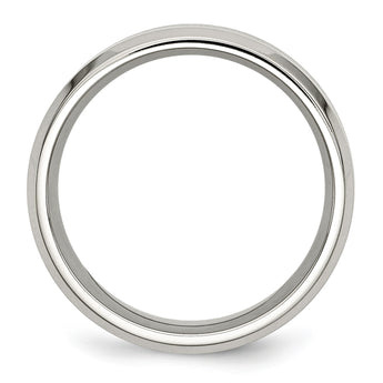 Stainless Steel Polished Black Wood Inlay Enameled 8.00mm Ring - Birthstone Company