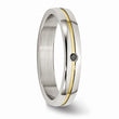 Stainless Steel Yellow-Gold Diamond Wedding Band Elegant Design
