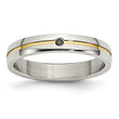 Stainless Steel Yellow-Gold Diamond Wedding Band Elegant Design