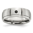 Chisel Stainless Steel Polished Brushed Center 1/20 carat Black Diamond 8mm Band