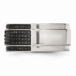 Stainless Steel 10mm Diamond Wedding Band with Ridged Edge