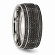 Stainless Steel 10mm Diamond Wedding Band with Ridged Edge