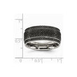 Stainless Steel 10mm Diamond Wedding Band with Ridged Edge