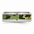 Stainless Steel Diamond Camouflage 8mm Polished Wedding Band