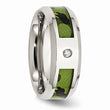 Stainless Steel Diamond Camouflage 8mm Polished Wedding Band