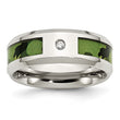 Stainless Steel Polished Camouflage .03 Carat Diamond 8mm Band - Birthstone Company