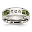Stainless Steel Wedding Band with Camouflage Enamel and Diamonds - Birthstone Company