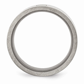 Stainless Steel Matte Black Wedding Band with Natural Diamond Accent