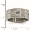 Stainless Steel Antiqued and Brushed .03 Carat Black Diamond 10mm Flat Band - Birthstone Company