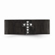 Stainless Steel Diamond Cross Wedding Band with Polished Matte Finish