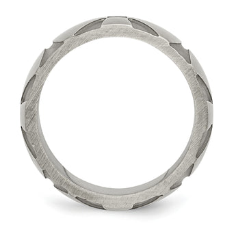 Stainless Steel Wedding Band with Natural Diamond and Antiqued Finish - Birthstone Company
