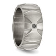 Stainless Steel Wedding Band with Natural Diamond and Antiqued Finish - Birthstone Company