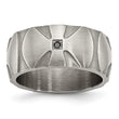 Stainless Steel Wedding Band with Natural Diamond and Antiqued Finish - Birthstone Company
