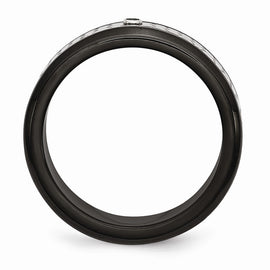 Stainless Steel Diamond Wedding Band Black IP-Plated Engravable