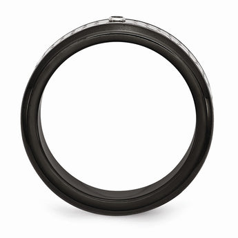 Stainless Steel Diamond Wedding Band Black IP-Plated Engravable