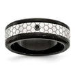 Stainless Steel Diamond Wedding Band Black IP-Plated Engravable