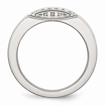 Stainless Steel Diamond Wedding Band Polished Elegant Design