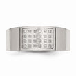 Stainless Steel Diamond Wedding Band Polished Elegant Design