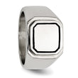 Stainless Steel Polished Black Enameled Ring - Birthstone Company