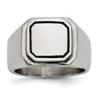 Stainless Steel Polished Black Enameled Ring - Birthstone Company