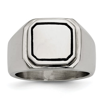 Stainless Steel Polished Black Enameled Ring - Birthstone Company