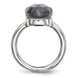 Stainless Steel Polished Grey Glass Ring - Birthstone Company