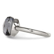 Stainless Steel Polished Grey Glass Ring - Birthstone Company