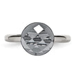 Stainless Steel Polished Grey Glass Ring - Birthstone Company