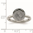 Stainless Steel Polished Grey Glass Ring - Birthstone Company