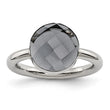 Stainless Steel Polished Grey Glass Ring - Birthstone Company