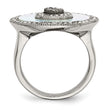 Stainless Steel Mother of Pearl Crystal Polished Ring - Birthstone Company