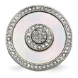 Stainless Steel Mother of Pearl Crystal Polished Ring - Birthstone Company
