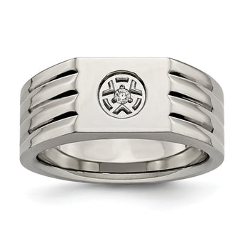 Stainless Steel Polished with CZ Ring - Birthstone Company