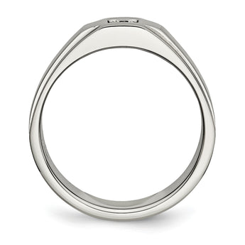 Stainless Steel Brushed and Polished with CZ Ring - Birthstone Company