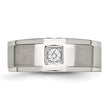 Stainless Steel Brushed and Polished with CZ Ring - Birthstone Company