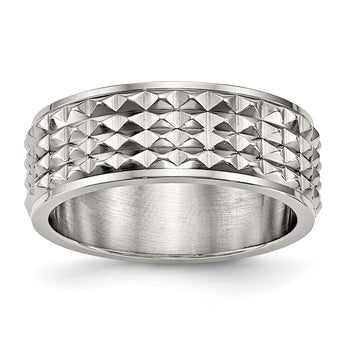 Stainless Steel Polished Studded Ring - Birthstone Company