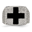 Stainless Steel Textured Black Enameled Cross Ring - Birthstone Company
