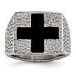 Stainless Steel Textured Black Enameled Cross Ring - Birthstone Company