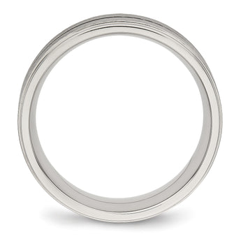 Stainless Steel Polished Grooved Ring - Birthstone Company
