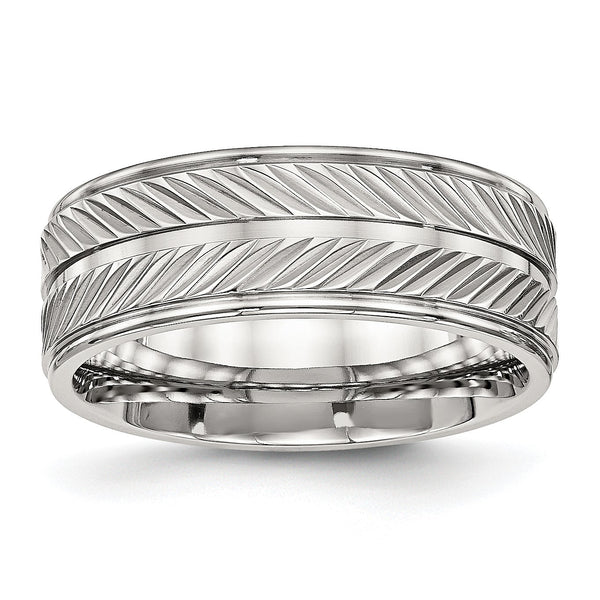 Stainless Steel Polished Grooved Ring - Birthstone Company