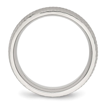 Stainless Steel Polished Textured Ring - Birthstone Company