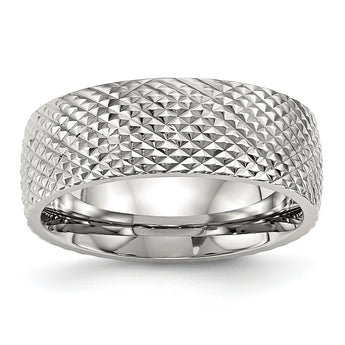 Stainless Steel Polished Textured Ring - Birthstone Company