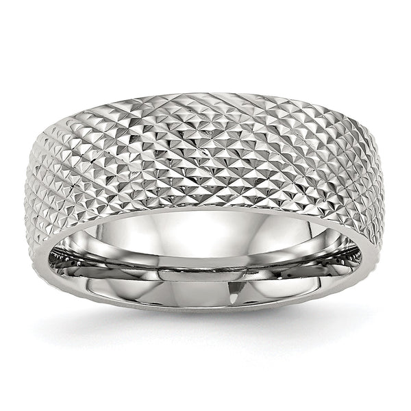 Stainless Steel Polished Textured Ring - Birthstone Company