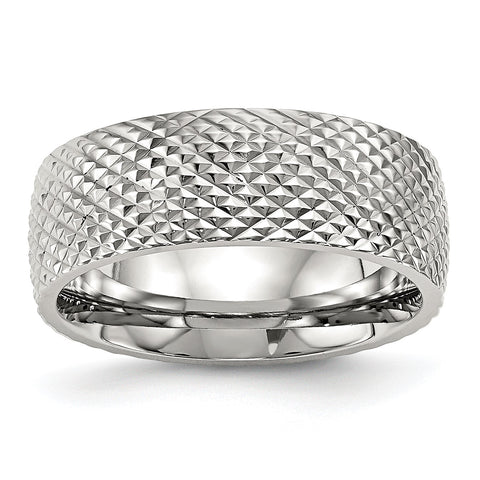 Stainless Steel Polished Textured Ring - Birthstone Company
