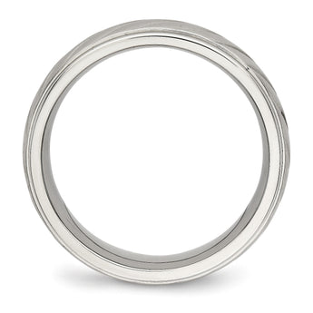 Stainless Steel Brushed and Polished Grooved Ring - Birthstone Company